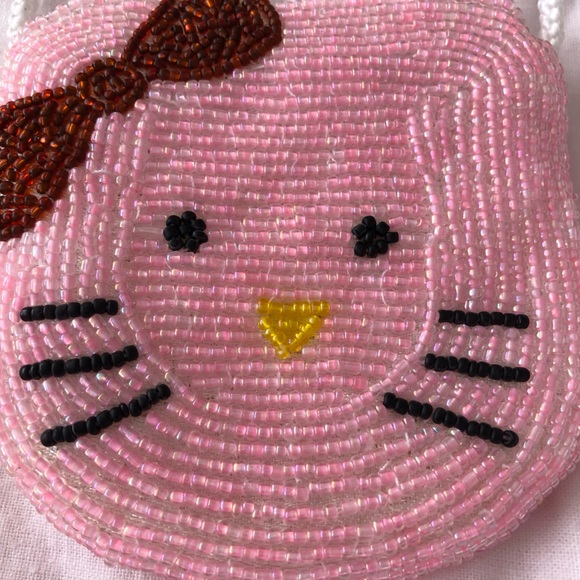 Pink cat beaded coin purse - Picture 2 of 6